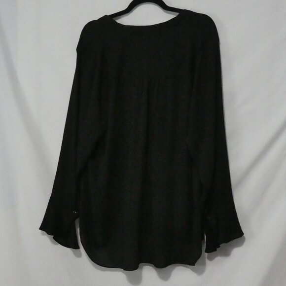 MICHEL STUDIO COLLECTION | size 18 | Elegant Black Sheer Ruffled Blouse - Picture 3 of 14